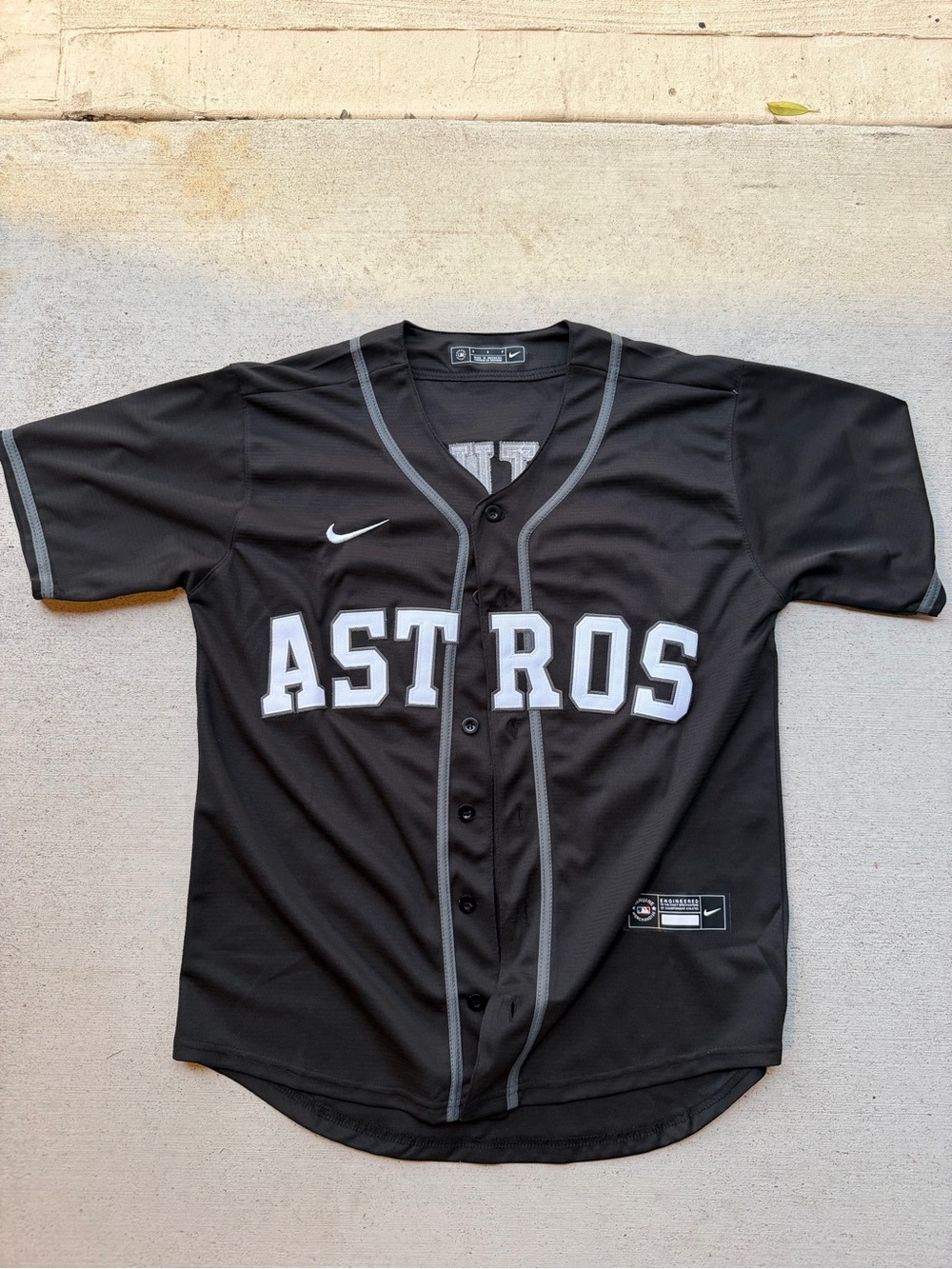 Nike Black & Gray Astros Baseball Jersey - Team Button-Up